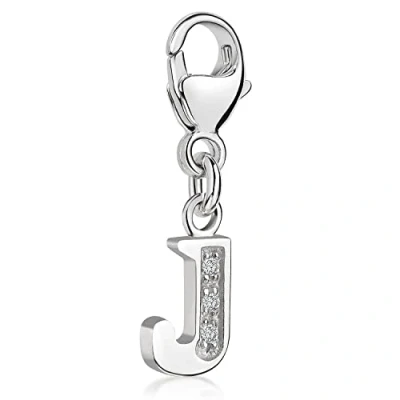 Abbildung von Materia Charm Buchstabe Silber Anhänger &quot; J Alphabet Zirkonia C60, 925 Sterling Silber, rhodiniert