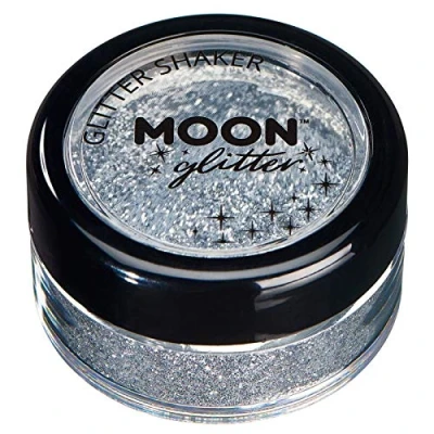 Abbildung von Fein Glitterstreuer von Moon Glitter 100% kosmetische Glitzer für Gesicht, Körper, Nägel, Haare und Lippen 5g Silber