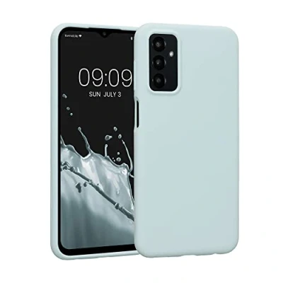 Abbildung von kwmobile Hülle kompatibel mit Samsung Galaxy M23 5G Silikon Handy Case Handyhülle weiche Oberfläche kabelloses Laden Cool Mint