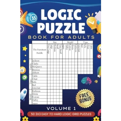 Abbildung von Logic Puzzle Book for Adults Volume 1: 50 Easy to Hard Grid Puzzles The Real Brain Challenge