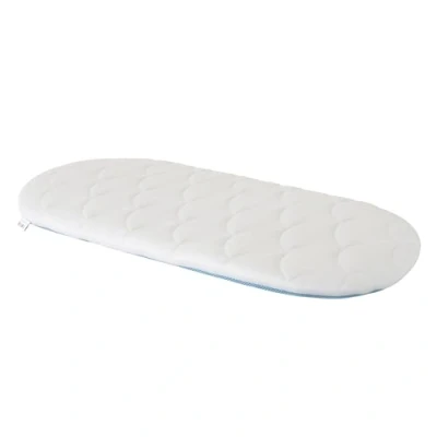 Abbildung von HOBBYGARDEN Matratze Kinderwagen, Stubenwagen, Wiege Bezug 100% Baumwolle abnehmbar &amp; waschbar Babymatratze allergikergeeignet für 72x35x3 cm oval, Blau