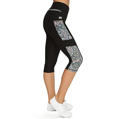 Abbildung von Damen 3/4 Laufhose Capri Hoher Bund. Atmungsaktiv. mit Handytasche Spirit one