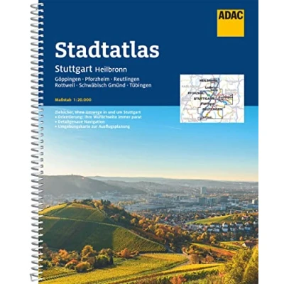 Abbildung von ADAC Stadtatlas Stuttgart, Heilbronn 1:20.000: mit Göppingen, Pforzheim, Reutlingen, Rottweil, Schwäbisch Gmünd, Tübingen
