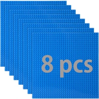 Abbildung von 8 Platten Set Bauplatte Kompatibel mit Meisten Marken,Classic Bausteine Grundplatte,Kompatibel Lego Classic,25.5 * 25.5cm,Blaue Grundplatte