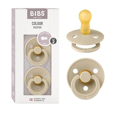 Abbildung von BIBS Colour Schnuller 2er Pack, BPA frei, Kirschform Nippel. Naturkautschuk/Latex, Hergestellt in Dänemark. Größe 2 6+ Monate Vanilla/Vanilla