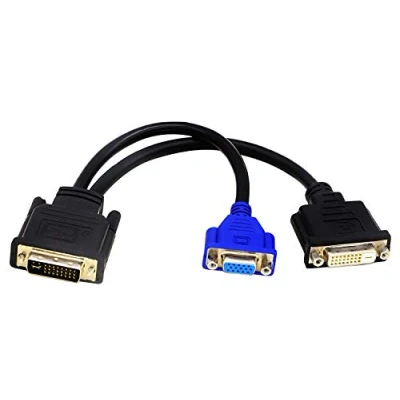 Abbildung von zdyCGTime Wyse DVI I Splitterkabel (DVI (24+5) Stecker auf D (24+1) und VGA (HD15) weiblich, vergleichbar mit Digital Y Kabel (10 Zoll) to and