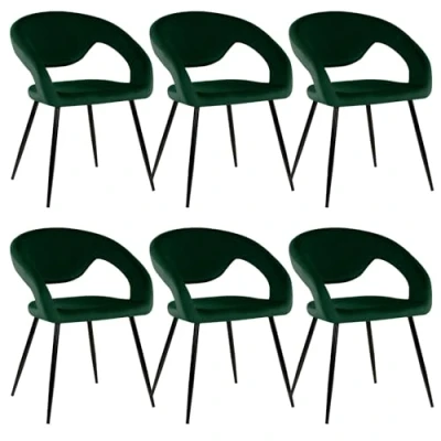 Abbildung von Kick Collection 6er Set Esszimmerstühl Lenn Velvet Samt Dunkelgrün Modern und Hochwertig Metall Erhältlich in vielen Farben