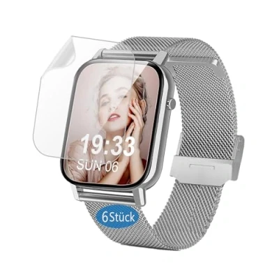 Abbildung von Frgnie Schutzfolie kompatibel für Tisoutec Smartwatch G89 Pro (6 Stück) Hülle Blasenfreie Displayschutz 1,85&quot;, HD TPU Folie