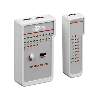 Abbildung von Goobay 31961, HDMI /Mini Kabeltester, Weiß, Kontinuitätsprüfung, Kunststoff, Leistung, Status, 9V