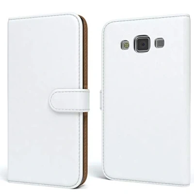 Abbildung von EAZY CASE Tasche kompatibel mit Samsung Galaxy A3 (2015) Schutzhülle Standfunktion Klapphülle Bookstyle, Handytasche Handyhülle Magnetverschluss und Kartenfach, Kunstleder, Weiß