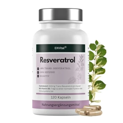 Abbildung von EXVital® Resveratrol Kapseln, 500mg pro Kapsel, vegan 74 g