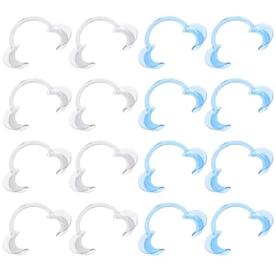 Abbildung von Vicloon 16Pcs Mundöffner Spiel Weihnachten, Wangenhalter Fuer Challenge, Dental C Form für Weihnachten Partyspiele und Zahnaufhellung（Blau + Transparent）