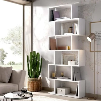 Abbildung von Dmora Misma Bücherregal, Mehrzweck Büroregal, Bücherregal mit 5 Regalen, 80x25h190 cm, Weiß