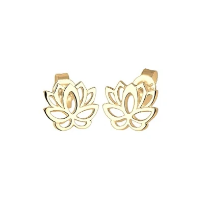 Abbildung von Elli Lotusblume Blume BLÜTE Lotus Talisman Ohrringe goldcoloured, Damen, Größe: One Size, Gold coloured