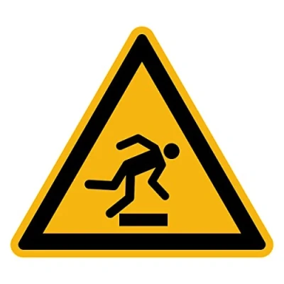 Abbildung von Aufkleber Gefahr Warnung NF ISO 7010 Selbstklebende Plastifizierte Dreiecksplatte Wasser und UV beständig Stolpern 25x25 cm