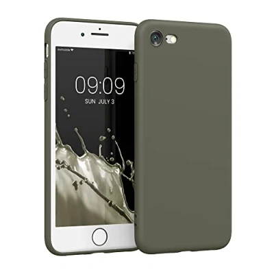 Abbildung von kwmobile Handyhülle kompatibel mit Apple iPhone SE (2022) / (2020) 8 7 Hülle Handy Case aus weichem Silikon in Olivgrün matt