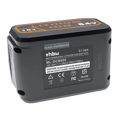 Abbildung von vhbw Akku kompatibel mit DeWalt XR Maschinen 54 V sowie 18 Elektrowerkzeug (7500 mAh, Li Ion, / V)