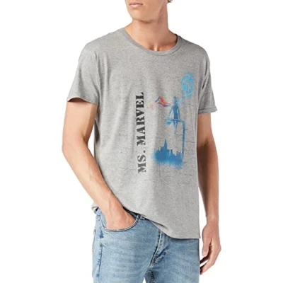 Abbildung von Marvel Herren uxmissmts006 T Shirt, Grau meliert, XL