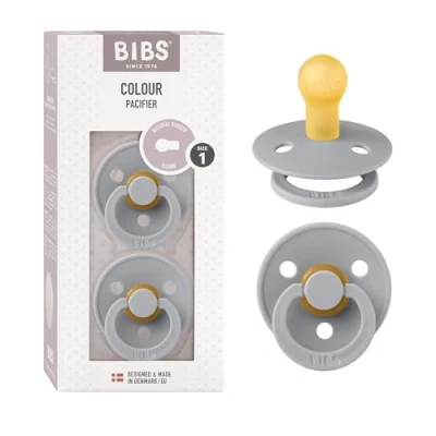 Abbildung von BIBS Colour Schnuller 2er Pack, BPA frei, Kirschform Nippel. Naturkautschuk/Latex, Hergestellt in Dänemark. Größe 1 0+ Monate 2 Cloud/Cloud