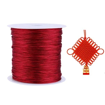 Abbildung von Chinesische Knotenschnur 100M x 0,8mm Rattail Trim Cord String aus Nylon Burgund Schmuckherstellung