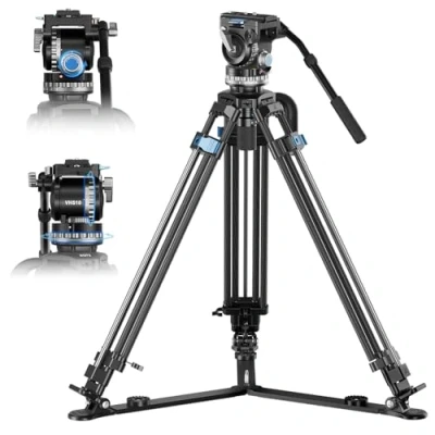 Abbildung von SIRUI Rapid System SQ75+VHS10 Video Stativkit, EIN Schritt Höhenverstellung, Carbon Faser Twin Leg, 75mm Halbkugel, Profi VHS10 Flüssigkopf mit Dämpfung, 18kg Tragkraft