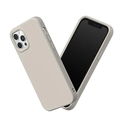 Abbildung von RhinoShield Case kompatibel mit [iPhone 12/12 Pro] SolidSuit Stoßdämpfende &amp; schlanke Schutzhülle Premium Finish 3.5 Meter Fallschutz Sandbeige