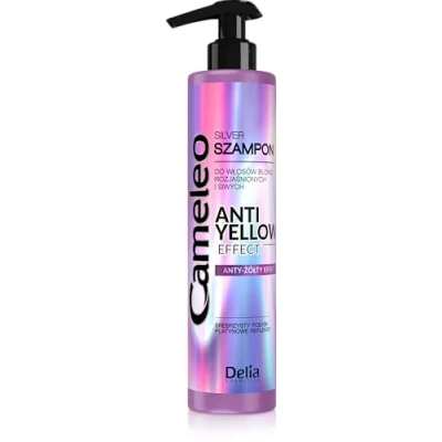Abbildung von Cameleo Silber Shampoo kein Gelb Effekt für blondes, graues, gebleichtes Haar UV Schutz tägliche Anwendung Platin Reflexe, lila Aufhellung &amp; Pflege 250 ml