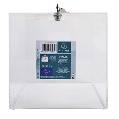 Abbildung von Exacompta 89158D Losbox/Einwurfbox mit Schloss 21x21x21cm extrem robust Urne UV beständig transparent