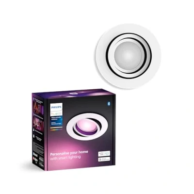Abbildung von Philips Hue White &amp; Color Ambiance Centura runde Einbauspots 1 er Pack, dimmbare Deckenlampen für das Lichtsystem mit 16 Mio. Farben, smarte Lichtsteuerung über Sprache und App, weiß