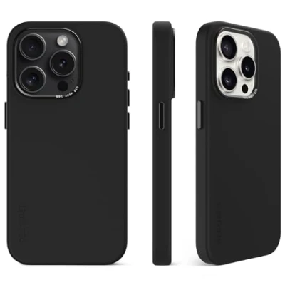 Abbildung von Apple iPhone 15 Pro Max Hülle MagSafe Silikon Decoded Soft Case/Backcover Handyhülle Schwarz