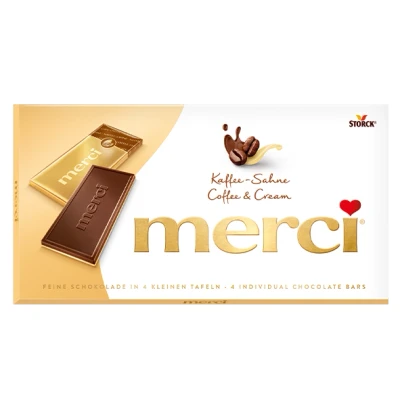 Abbildung von merci Tafelschokolade Kaffee Sahne 1 x 100g Feinste Täfelchen aus Edel Sahneschokolade auf Weißer Schokolade