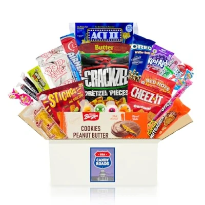 Abbildung von getDigital Candy Roads USA Box Über 20 ausgewählte Süßigkeiten, Chips, Schokolade &amp; Snacks aus Amerika Probierbox mit Spezialitäten aller Welt