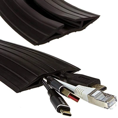 Abbildung von Schwarz Rubber Boden Kabel Protector Cover 19 x 9.5mm Inner Channel 1 m 3 ft [1 Meter/1m]