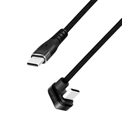 Abbildung von LogiLink USB 2.0 Typ C Anschlusskabel, Stecker (180 gewinkelt) zu (gerade), Farbe: Schwarz, 1 m