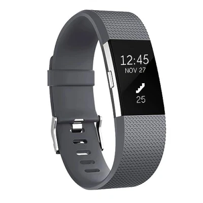 Abbildung von Armband für Fitbit Charge 2 Verstellbare Weiches Silikon Ersatzarmband Grau(L)