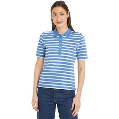 Abbildung von Tommy Hilfiger Stripe Poloshirt, Damen, Größe: XS, Stein
