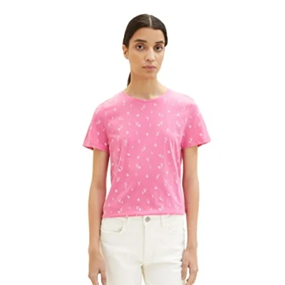 Abbildung von TOM TAILOR Damen 1037400 T Shirt, 32689 Pink Mixed Flower Design, XL