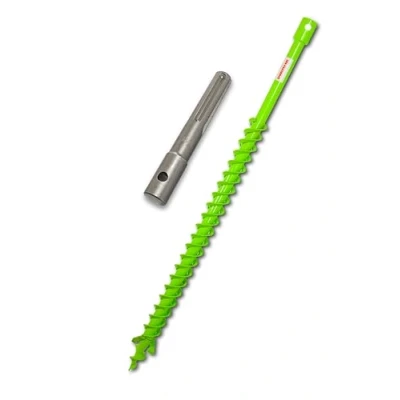 Abbildung von WERHE Profi Bohrer für Erdbohrer 40 mm Doppel Welle Pfahlbohrer Brunnenbohrer robuste Bohrspitze mit SDS Max Adapter