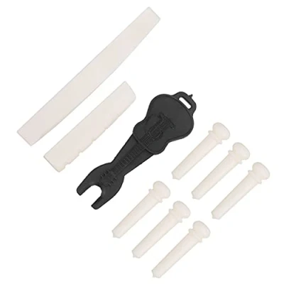 Abbildung von Guitar Bone Bridge Pin, Pin Remover Folk Kit Knochen + Kunststoff für Musikliebhaber Gitarristen