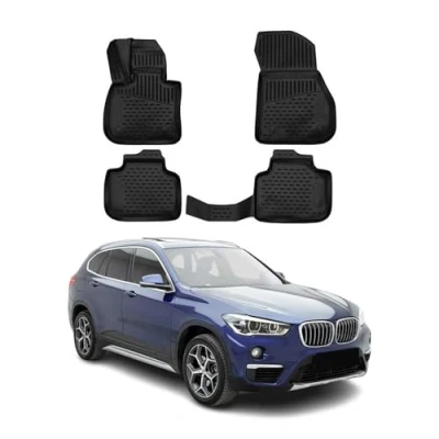Abbildung von OMAC Gummimatten Fußmatten kompatibel mit BMW X1 F48 2015 2022 TPE Automatten Schwarz 4X