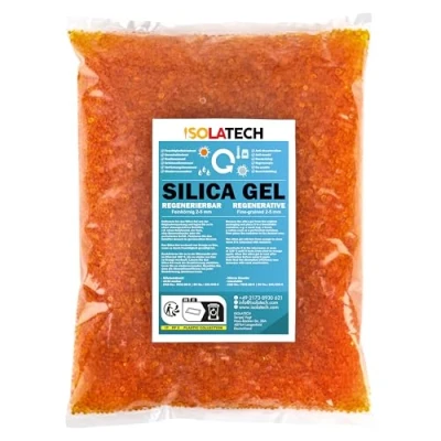 Abbildung von ISOLATECH Silica Gel regenerierbar Trockenmittel orange 900g Beutel Silicagel Kugeln als Kieselgel Silikagel Entfeuchter