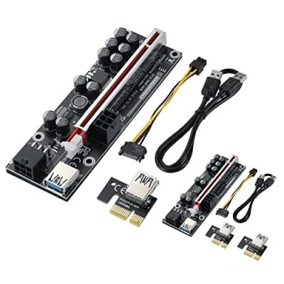 Abbildung von MZHOU PCIe Riser,PRO V011 GPU Riser Express 1X bis 16X Adapterkarte,Grafikerweiterung für Aleo 3.0 Ethereum ETH Bitcoin Mining Geräte, Cryptocurrency Rig（2 Stück）