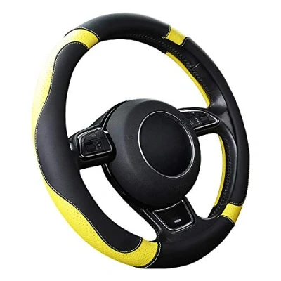 Abbildung von SFONIA Auto Lenkrad Abdeckung Lenkradschutz Lenkradhülle Mikrofaser Leder Universal 37 38cm/15 rutschfest Atmungsaktiv Langlebig (Gelb)
