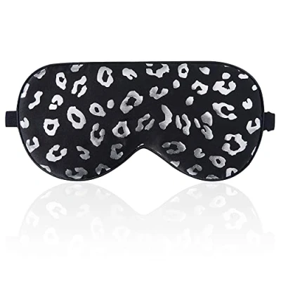 Abbildung von 100% Silk Sleep mask with Adjustable Strap,Comfortable and Super Soft Eye Ultimate Sleeping aid,blindford silverleopard