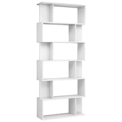 Abbildung von vidaXL Bücherregal Raumteiler mit 6 großen 12 kleinen Fächern Wandregal Standregal Aktenregal Raumtrenner Regal Hochglanz Weiß 80x24x192cm