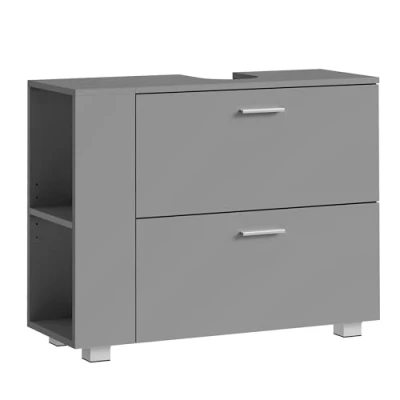 Abbildung von VASAGLE Waschbeckenunterschrank, offene Fächer an Einer Seite, rechts oder Links austauschbar, Badschrank, große Öffnung für Siphons, 30 x 80 64 cm, Taubengrau BBK502G01