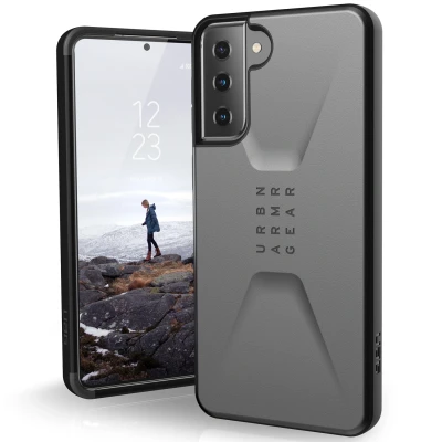 Abbildung von Samsung Galaxy S21 Plus Hülle Kunststoff UAG Hard Case/Backcover Handyhülle Silber Shockproof/Stoßfest