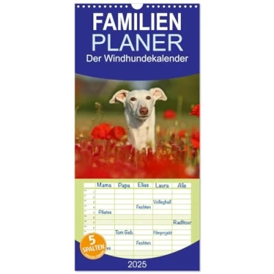 Abbildung von Familienplaner 2025 Der Windhundekalender mit 5 Spalten (Wandkalender, 21 cm x 45 cm), CALVENDO