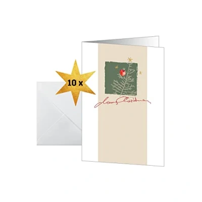 Abbildung von SIGEL DS073 Weihnachts Karten Set mit Umschlag, A6, 10 Stück &quot;Christmas with apples&quot;, ideal zum Bedrucken, aus nachhaltigem Papier
