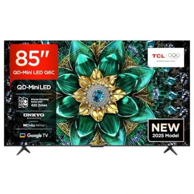 Abbildung von TCL 85Q6C 85 Zoll QD Mini LED Fernseher, 4K HDR Premium 1000nits, Smart TV mit Google (Dolby Vision IQ &amp; Atmos, Onkyo 2.1 Soundsystem, 144Hz Motion Clarity Pro, Game Master)